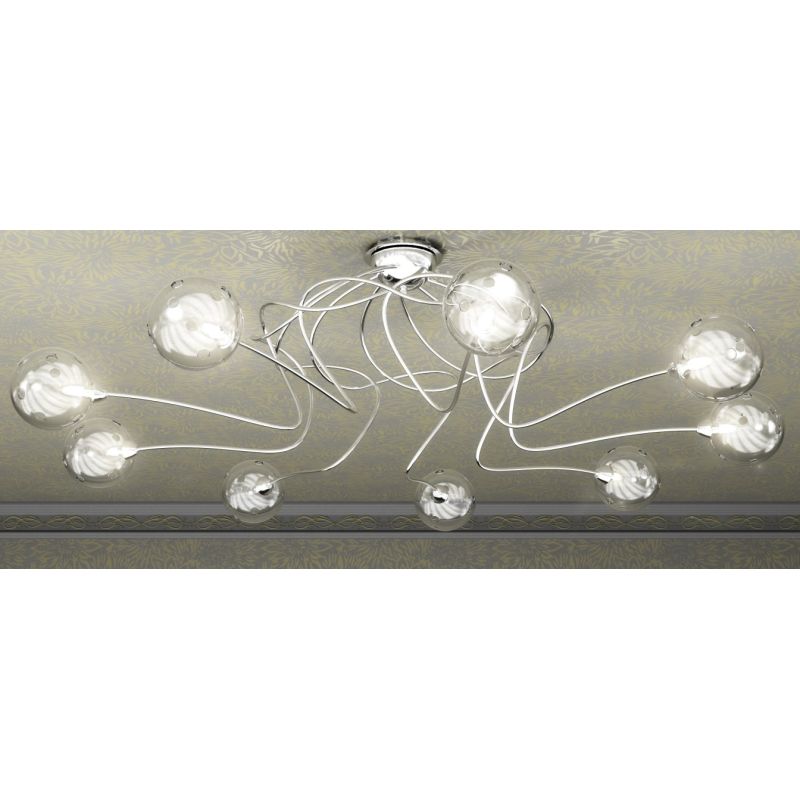 SUPER BALL PLAFONIERA IN METALLO CROMATO 9 LUCI DIAMETRO 88 CM Top Light Illuminazione - Cristalensi Shop Online