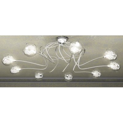 SUPER BALL PLAFONIERA IN METALLO CROMATO 9 LUCI DIAMETRO 88 CM Top Light Illuminazione - Cristalensi Shop Online