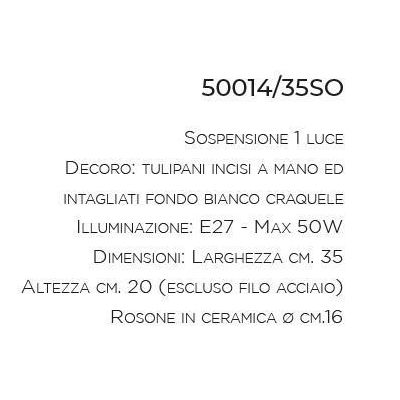 SOSPENSIONE STILE VINTAGE IN CERAMICA CON DECORO TULIPANI FATTI A MANO IN ITALIA IMAS - Cristalensi Shop Online