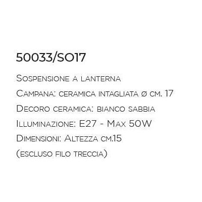 PICCOLA SOSPENSIONE A LANTERNA RUSTICA IN TERRACOTTA INTAGLIATA PRODOTTA A MANO IN ITALIA IMAS - Cristalensi Shop Online