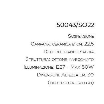 SOSPENSIONE SINGOLA STILE VINTAGE IN CERAMICA MADE IN ITALY DELLA IMAS IMAS - Cristalensi Shop Online