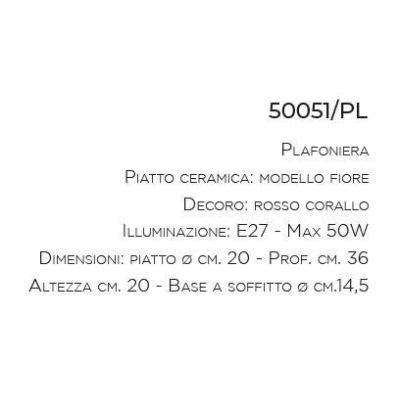 PLAFONIERA RUSTICA FORMA A FIORE IN CERAMICA DECORATA A MANO MADE IN ITALY DELLA IMAS IMAS - Cristalensi Shop Online