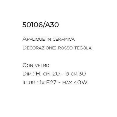 APPLIQUE RUSTICA IN TERRACOTTA DECORATA A MANO MADE IN ITALY DELLA IMAS IMAS - Cristalensi Shop Online