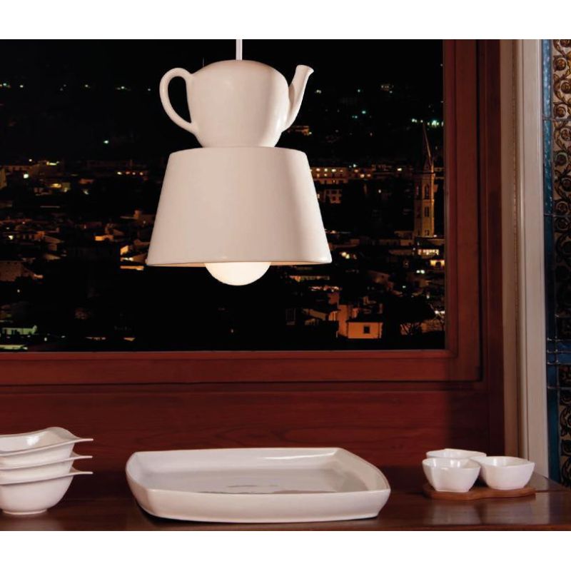 LAMPADARIO VINTAGE CON TEIERA IN CERAMICA FATTO A MANO MADE IN ITALY DELLA IMAS IMAS - Cristalensi Shop Online