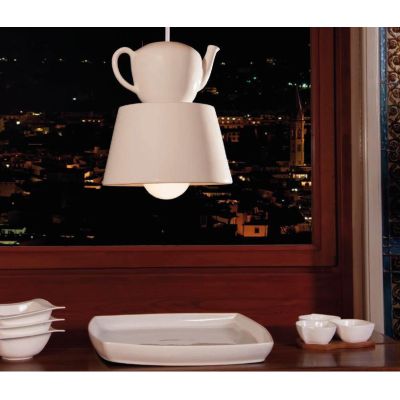 LAMPADARIO VINTAGE CON TEIERA IN CERAMICA FATTO A MANO MADE IN ITALY DELLA IMAS IMAS - Cristalensi Shop Online