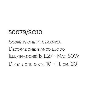 PICCOLA SOSPENSIONE SINGOLA IN CERAMICA BIANCO LUCIDO MADE IN ITALY DELLA IMAS IMAS - Cristalensi Shop Online