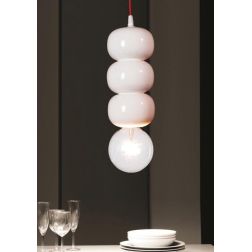 SOSPENSIONE SINGOLA PICCOLA CON 3 SFERE IN CERAMICA BIANCO LUCIDO MADE IN ITALY DELLA IMAS IMAS - Cristalensi Shop Online