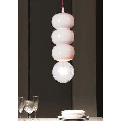 SOSPENSIONE SINGOLA PICCOLA CON 3 SFERE IN CERAMICA BIANCO LUCIDO MADE IN ITALY DELLA IMAS IMAS - Cristalensi Shop Online