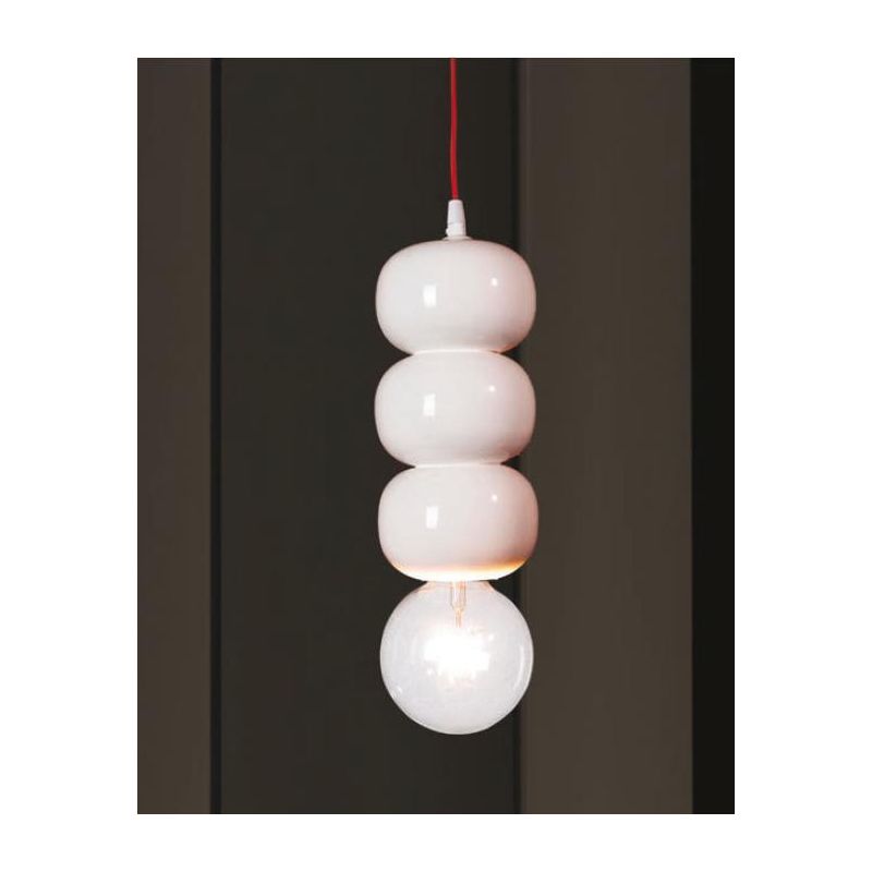 SOSPENSIONE SINGOLA PICCOLA CON 3 SFERE IN CERAMICA BIANCO LUCIDO MADE IN ITALY DELLA IMAS IMAS - Cristalensi Shop Online