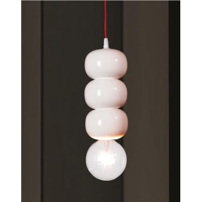 SOSPENSIONE SINGOLA PICCOLA CON 3 SFERE IN CERAMICA BIANCO LUCIDO MADE IN ITALY DELLA IMAS IMAS - Cristalensi Shop Online