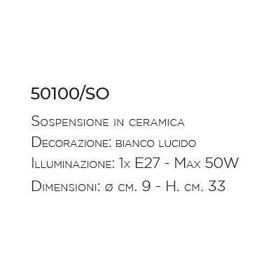 SOSPENSIONE SINGOLA A TAZZA IN CERAMICA BIANCO LUCIDO MADE IN ITALY DELLA IMAS IMAS - Cristalensi Shop Online