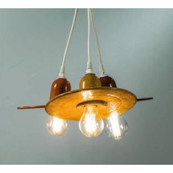 SOSPENSIONE STILE VINTAGE 3 LUCI IN TERRACOTTA MADE IN ITALY DELLA IMAS IMAS - Cristalensi Shop Online