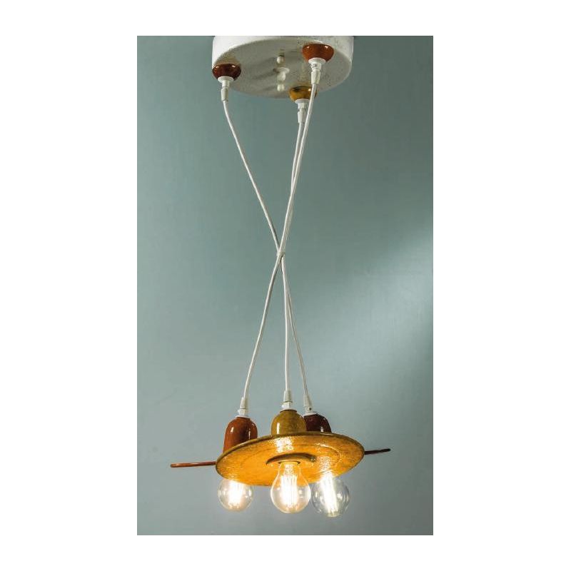 SOSPENSIONE STILE VINTAGE 3 LUCI IN TERRACOTTA MADE IN ITALY DELLA IMAS IMAS - Cristalensi Shop Online