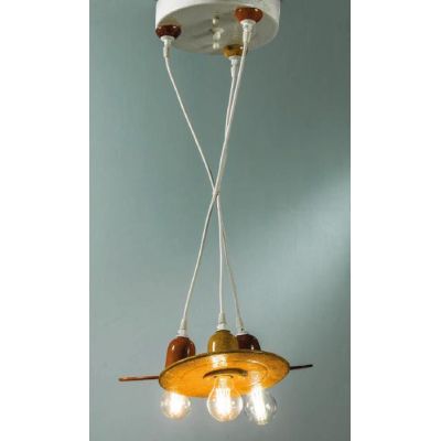 SOSPENSIONE STILE VINTAGE 3 LUCI IN TERRACOTTA MADE IN ITALY DELLA IMAS IMAS - Cristalensi Shop Online
