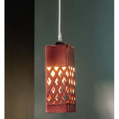 SOSPENSIONE VINTAGE CON CILINDRO IN TERRACOTTA INTAGLIATA PRODOTTA IN ITALIA DALLA IMAS IMAS - Cristalensi Shop Online