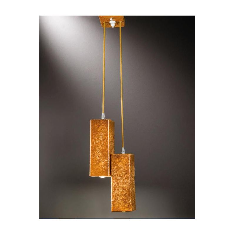 SOSPENSIONE 2 LUCI VINTAGE IN TERRACOTTA PRODOTTA IN ITALIA DALLA IMAS IMAS - Cristalensi Shop Online