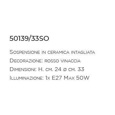 SOSPENSIONE IN STILE VINTAGE IN CERAMICA TRAFORATA MADE IN ITALY DELLA IMAS IMAS - Cristalensi Shop Online