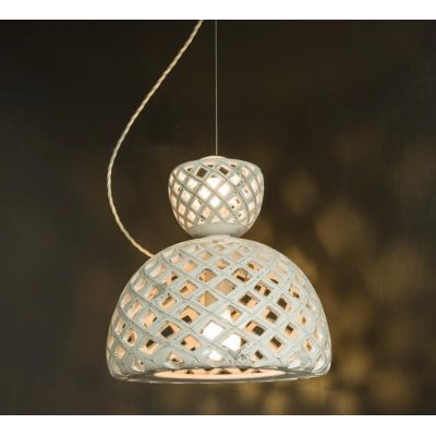 SOSPENSIONE A 2 LUCI STILE VINTAGE IN CERAMICA INTAGLIATA PRODOTTA IN ITALIA DALLA IMAS IMAS - Cristalensi Shop Online