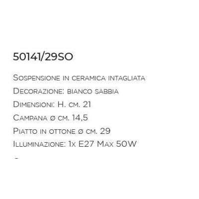 SOSPENSIONE VINTAGE CON CAMPANA IN CERAMICA E PIATTO IN OTTONE MADE IN ITALY IMAS - Cristalensi Shop Online