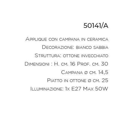 APPLIQUE VINTAGE CON CAMPANA IN CERAMICA E PIATTO IN OTTONE MADE IN ITALY IMAS - Cristalensi Shop Online