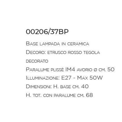 LAMPADA DA TAVOLO RUSTICA IN TERRACOTTA DECORATA A MANO IN ITALIA DALLA IMAS IMAS - Cristalensi Shop Online
