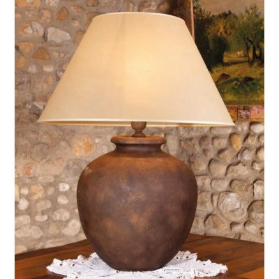 LAMPADA DA TAVOLO STILE RUSTICO CON BASE IN TERRACOTTA E PARALUME MADE IN ITALY DELLA IMAS IMAS - Cristalensi Shop Online
