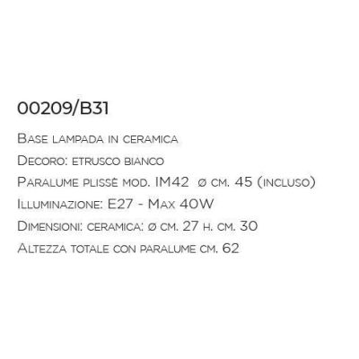 LAMPADA DA TAVOLO IN CERAMICA DECORATA A MANO CON PARALUME MADE IN ITALY DELLA IMAS IMAS - Cristalensi Shop Online