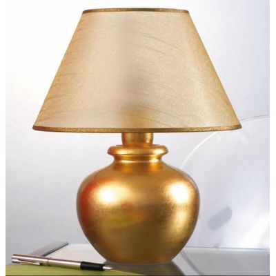 LAMPADA DA TAVOLO IN TERRACOTTA FOGLIA ORO CON PARALUME IN TESSUTO MADE IN ITALY DELLA IMAS IMAS - Cristalensi Shop Online
