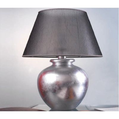 LAMPADA DA TAVOLO IN TERRACOTTA FOGLIA ARGENTO CON PARALUME IN TESSUTO MADE IN ITALY DELLA IMAS IMAS - Cristalensi Shop Online