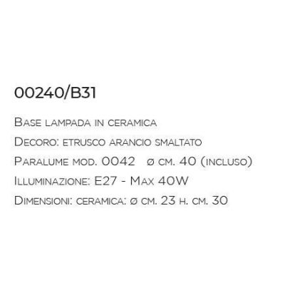 LAMPADA DA TAVOLO IN TERRACOTTA DECORATA A MANO CON PARALUME DELLA IMAS IMAS - Cristalensi Shop Online