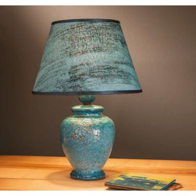 LAMPADA DA TAVOLO DECORATA A MANO IN TERRACOTTA CON PARALUME MADE IN ITALY DELLA IMAS IMAS - Cristalensi Shop Online
