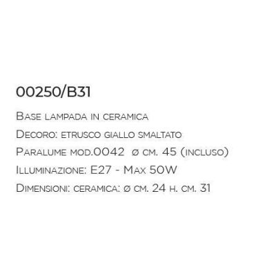 LAMPADA DA TAVOLO DECORATA A MANO IN TERRACOTTA CON PARALUME PRODOTTA IN ITALIA DALLA IMAS IMAS - Cristalensi Shop Online