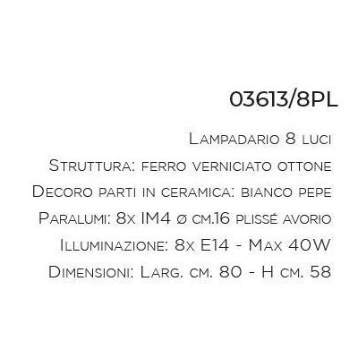 LAMPADARIO 8 LUCI STILE RUSTICO CON PARALUMI PRODOTTO IN ITALIA DALLA IMAS IMAS - Cristalensi Shop Online