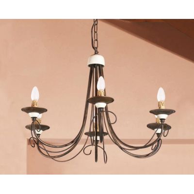 LAMPADARIO 6 LUCI RUSTICO IN FERRO FORGIATO A MANO PRODOTTO IN ITALIA DALLA IMAS IMAS - Cristalensi Shop Online