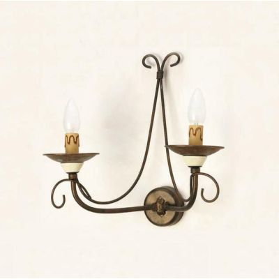 APPLIQUE 2 LUCI STILE RUSTICO IN FERRO FORGIATO A MANO MADE IN ITALY DELLA IMAS IMAS - Cristalensi Shop Online