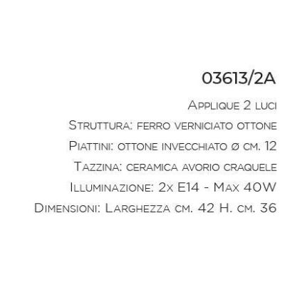 APPLIQUE 2 LUCI STILE RUSTICO IN FERRO FORGIATO A MANO MADE IN ITALY DELLA IMAS IMAS - Cristalensi Shop Online