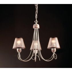 LAMPADARIO 3 LUCI RUSTICO IN FERRO FORGIATO A MANO CON PARALUMI PRODOTTO IN ITALIA DALLA IMAS IMAS - Cristalensi Shop Online
