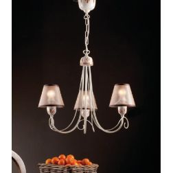 LAMPADARIO 3 LUCI RUSTICO IN FERRO FORGIATO A MANO CON PARALUMI PRODOTTO IN ITALIA DALLA IMAS IMAS - Cristalensi Shop Online 2