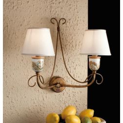 APPLIQUE 2 LUCI CON PARALUMI STILE RUSTICO IN FERRO FORGIATO A MANO MADE IN ITALY DELLA IMAS IMAS - Cristalensi Shop Online