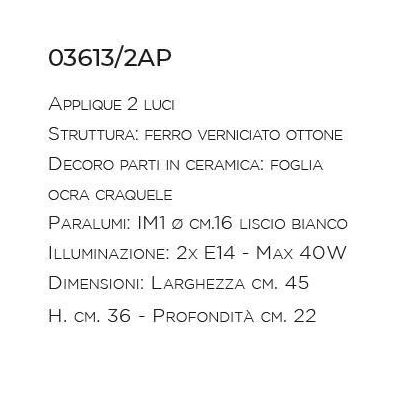 APPLIQUE 2 LUCI CON PARALUMI STILE RUSTICO IN FERRO FORGIATO A MANO MADE IN ITALY DELLA IMAS IMAS - Cristalensi Shop Online