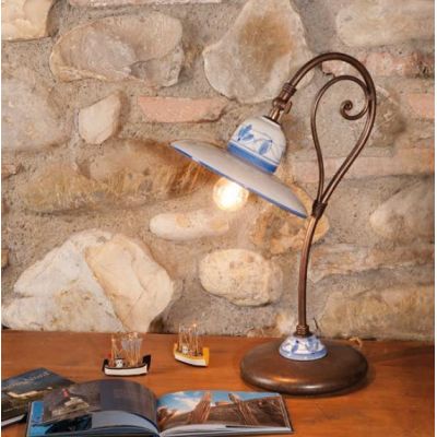 LAMPADA DA TAVOLO IN CERAMICA E FERRO FORGIATO A MANO MADE IN ITALY DELLA IMAS IMAS - Cristalensi Shop Online
