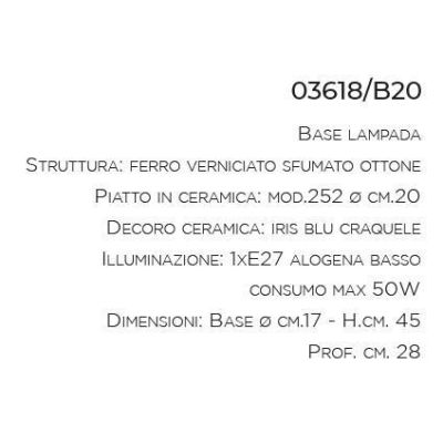 LAMPADA DA TAVOLO IN CERAMICA E FERRO FORGIATO A MANO MADE IN ITALY DELLA IMAS IMAS - Cristalensi Shop Online