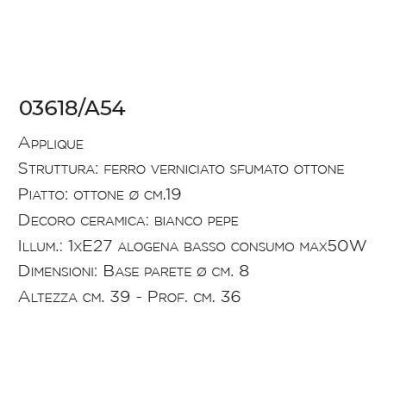 APPLIQUE IN CERAMICA E FERRO FORGIATO A MANO CON SNODO MADE IN ITALY DELLA IMAS IMAS - Cristalensi Shop Online