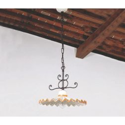 SOSPENSIONE RUSTICA IN TERRACOTTA DECORATA E FERRO FORGIATO A MANO MADE IN ITALY DELLA IMAS IMAS - Cristalensi Shop Online
