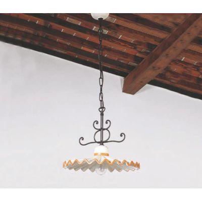 SOSPENSIONE RUSTICA IN TERRACOTTA DECORATA E FERRO FORGIATO A MANO MADE IN ITALY DELLA IMAS IMAS - Cristalensi Shop Online