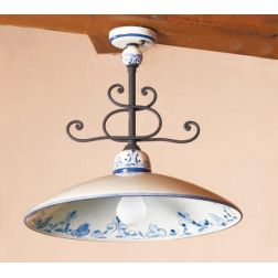 PLAFONIERA STILE RUSTICO IN TERRACOTTA DECORATA E FERRO FORGIATO A MANO MADE IN ITALY DELLA IMAS IMAS - Cristalensi Shop Online