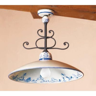 PLAFONIERA STILE RUSTICO IN TERRACOTTA DECORATA E FERRO FORGIATO A MANO MADE IN ITALY DELLA IMAS IMAS - Cristalensi Shop Online