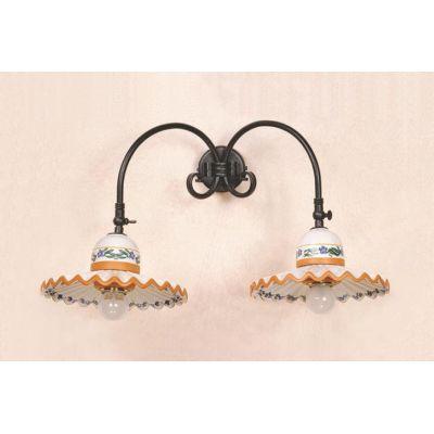 APPLIQUE 2 LUCI IN TERRACOTTA DECORATA CON SNODO STILE RUSTICO MADE IN ITALY DELLA IMAS IMAS - Cristalensi Shop Online