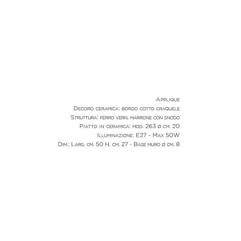 APPLIQUE IN TERRACOTTA DECORATA A MANO CON SNODO STILE RUSTICO MADE IN ITALY DELLA IMAS IMAS - Cristalensi Shop Online