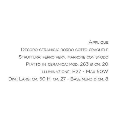 APPLIQUE IN TERRACOTTA DECORATA A MANO CON SNODO STILE RUSTICO MADE IN ITALY DELLA IMAS IMAS - Cristalensi Shop Online